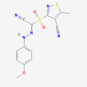 3-{[Cyano-2-(4-methoxyphenyl)carbohydrazonoyl]sulfonyl}-5-methyl-4-isothiazolecarbonitrileͼƬ