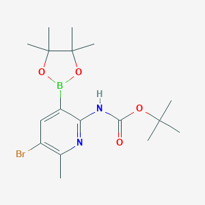 tert-Butyl(5-bromo-6-methyl-3-(4,4,5,5-tetramethyl-1,3,2-dioxaborolan-2-yl)pyridin-2-yl)carbamate图片