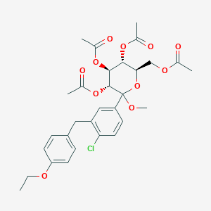 (3R,4S,5R,6R)-6-(acetoxymethyl)-2-(4-chloro-3-(4-ethoxybenzyl)phenyl)-2-methoxytetrahydro-2H-pyran-3,4,5-triyl triacetateͼƬ