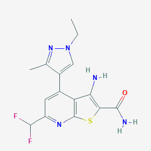 3-Amino-6-difluoromethyl-4-(1-ethyl-3-methyl-1 H-pyrazol-4-yl)-thieno[2,3-b ]pyridine-2-carboxylic acid amideͼƬ