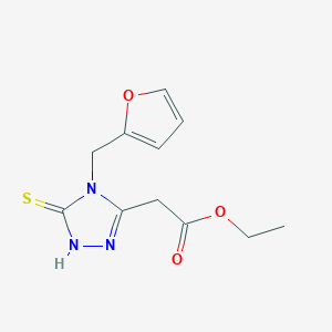 Ethyl 2-[4-(Furan-2-ylmethyl)-5-sulfanyl-4H-1,2,4-triazol-3-yl]acetateͼƬ