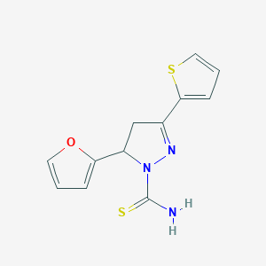 5-(Furan-2-yl)-3-(thiophen-2-yl)-4,5-dihydro-1H-pyrazole-1-carbothioamideͼƬ