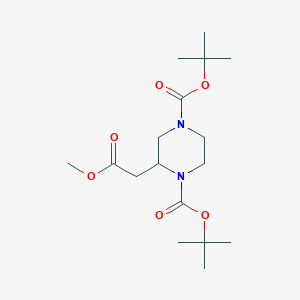 Di-tert-butyl 2-(2-methoxy-2-oxoethyl)piperazine-1,4-dicarboxylateͼƬ