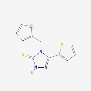 4-(Furan-2-ylmethyl)-5-(thiophen-2-yl)-4H-1,2,4-triazole-3-thiolͼƬ