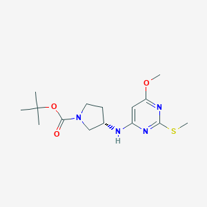 (S)-3-(6-Methoxy-2-methylsulfanyl-pyrimidin-4-ylamino)-pyrrolidine-1-carboxylic acid tert-butyl esterͼƬ