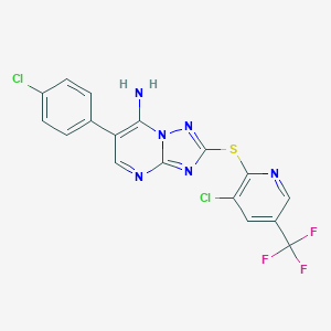 6-(4-Chlorophenyl)-2-{[3-chloro-5-(trifluoromethyl)-2-pyridinyl]sulfanyl}[1,2,4]triazolo[1,5-a]pyrimidin-7-amineͼƬ