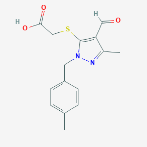 2-({4-Formyl-3-methyl-1-[(4-methylphenyl)methyl]-1H-pyrazol-5-yl}sulfanyl)acetic AcidͼƬ