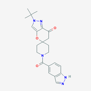 2'-(1,1-Dimethylethyl)-2',6'-dihydro-1-(1H-indazol-5-ylcarbonyl)spiro[piperidine-4,5'(7'H)-pyrano[3,2-c]pyrazol]-7'-oneͼƬ