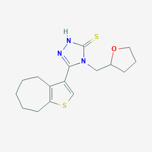 5-{4H,5H,6H,7H,8H-cyclohepta[b]thiophen-3-yl}-4-[(oxolan-2-yl)methyl]-4H-1,2,4-triazole-3-thiolͼƬ