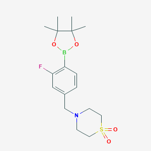 4-{[3-fluoro-4-(4,4,5,5-tetramethyl-1,3,2-dioxaborolan-2-yl)phenyl]methyl}-1-thiomorpholine-1,1-dioneͼƬ