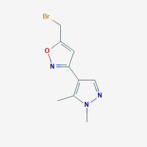 5-(Bromomethyl)-3-(1,5-dimethyl-1H-pyrazol-4-yl)-1,2-oxazoleͼƬ