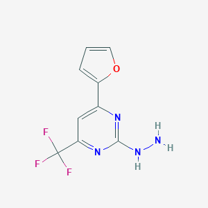 (4-Furan-2-yl-6-trifluoromethyl-pyrimidin-2-yl)-hydrazineͼƬ