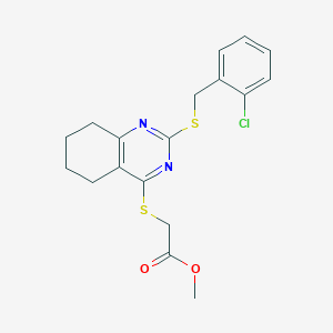 Methyl 2-({2-[(2-chlorobenzyl)sulfanyl]-5,6,7,8-tetrahydro-4-quinazolinyl}sulfanyl)acetateͼƬ