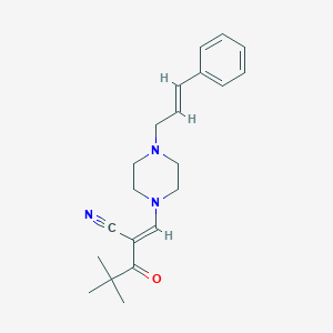 (E)-2-(2,2-Dimethylpropanoyl)-3-{4-[(E)-3-phenyl-2-propenyl]piperazino}-2-propenenitrileͼƬ