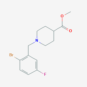 Methyl 1-[(2-bromo-5-fluorophenyl)methyl]piperidine-4-carboxylateͼƬ