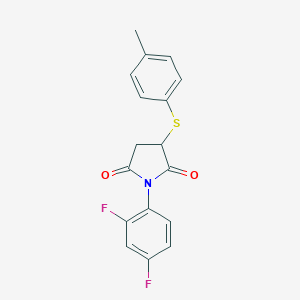 1-(2,4-Difluorophenyl)-3-(p-tolylthio)pyrrolidine-2,5-dione图片