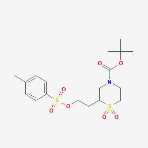 tert-Butyl 2-(2-(tosyloxy)ethyl)thiomorpholine-4-carboxylate 1,1-dioxideͼƬ