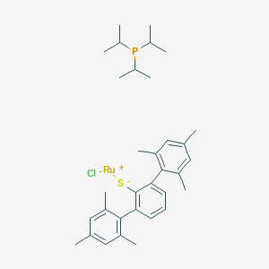 Chloro[(1,2,3,4,5,6-eta)-2,2'',4,4'',6,6''-hexamethyl[1,1':3',1''-terphenyl]-2'-thiolato-kappaS][triisopropylphosphine-kappaP]ruthenium(II)ͼƬ