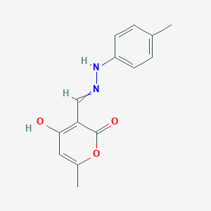 4-Hydroxy-6-methyl-2-oxo-2H-pyran-3-carbaldehyde N-(4-methylphenyl)hydrazoneͼƬ