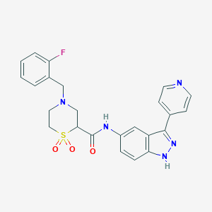 4-[(2-Fluorophenyl)methyl]-N-[3-(4-pyridinyl)-1H-indazol-5-yl]-2-thiomorpholinecarboxamide 1,1-DioxideͼƬ