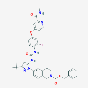 Benzyl 6-(3-(tert-butyl)-5-(3-(2-fluoro-4-((2-(methylcarbamoyl)pyridin-4-yl)oxy)phenyl)ureido)-1H-pyrazol-1-yl)-3,4-dihydroisoquinoline-2(1H)-carboxylateͼƬ
