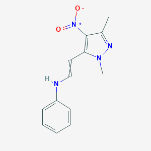 N-[2-(1,3-Dimethyl-4-nitro-1H-pyrazol-5-yl)vinyl]anilineͼƬ