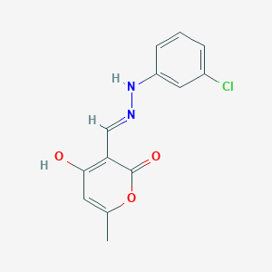 4-Hydroxy-6-methyl-2-oxo-2H-pyran-3-carbaldehyde N-(3-chlorophenyl)hydrazoneͼƬ