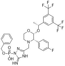 benzyl hydrogen(3-(((2R,3S)-2-((R)-1-(3,5-bis(trifluoromethyl)phenyl)ethoxy)-3-(4-fluorophenyl)morpholino)methyl)-5-imino-4,5-dihydro-1H-1,2,4-triazol-1-yl)phosphonateͼƬ