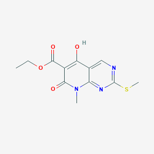 Ethyl 5-hydroxy-8-methyl-2-(methylthio)-7-oxo-7,8-dihydropyrido[2,3-d]pyrimidine-6-carboxylateͼƬ