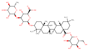 β-D-glucopyranosyl-[α-L-rhamnopyranosyl-(1→3)-βD-glucuronopyranosyl-(1→3)]-3β-hydroxyolean-12-ene28-oate图片