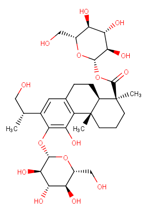 19-O-beta-D-carboxyglucopyranosyl-12-O-beta-D-glucopyranosyl-11,16-dihydroxyabieta-8,11,13-trieneͼƬ