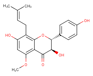 (2R,3R)-3,7-Dihydroxy-2-(4-hydroxyphenyl)-5-methoxy-8-(3-methylbut-2-en-1-yl)chroman-4-oneͼƬ