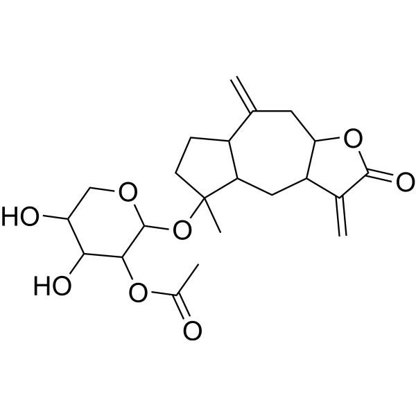 4,5-Dihydroxy-2-((5-methyl-3,8-dimethylene-2-oxododecahydroazuleno[6,5-b]furan-5-yl)oxy)tetrahydro-2H-pyran-3-yl acetateͼƬ