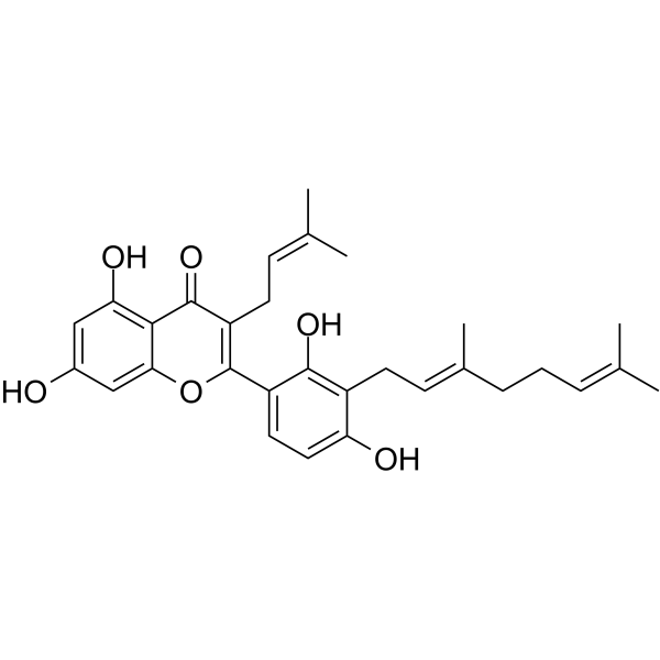 3'-Geranyl-3-prenyl-2',4',5,7-tetrahydroxyflavoneͼƬ