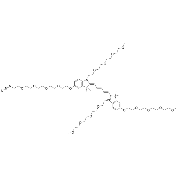 N-(m-PEG4)-N'-(m-PEG4)-O-(m-PEG4)-O'-(azide-PEG4)-Cy5图片