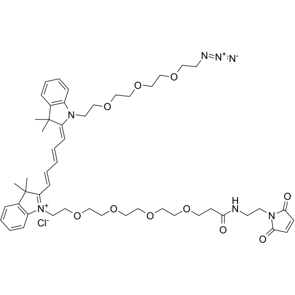 N-(azide-PEG3)-N'-(Mal-PEG4)-Cy5图片