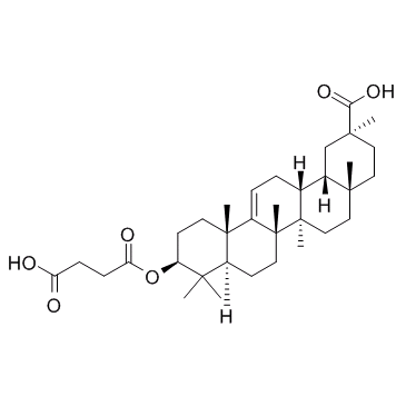 Deloxolone((3β,20β)-3-(3-Carboxy-1-oxopropoxy)olean-9(11)-en-29-oic acid)图片