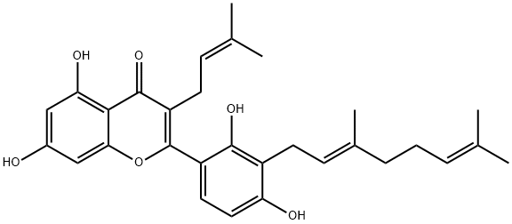 3'-Geranyl-3-prenyl-5,7,2',4'-tetrahydroxyflavoneͼƬ