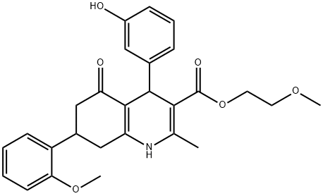 2-methoxyethyl 4-(3-hydroxyphenyl)-7-(2-methoxyphenyl)-2-methyl-5-oxo-1,4,5,6,7,8-hexahydro-3-quinolinecarboxylate(7113290)ͼƬ