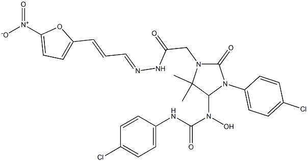 N'-(4-chlorophenyl)-N-[3-(4-chlorophenyl)-5,5-dimethyl-1-(2-{2-[3-(5-nitro-2-furyl)-2-propen-1-ylidene]hydrazino}-2-oxoethyl)-2-oxo-4-imidazolidinyl]-N-hydroxyurea(5138427)ͼƬ