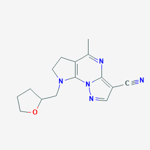 5-Methyl-8-(tetrahydro-2-furanylmethyl)-7,8-dihydro-6H-pyrazolo[1,5-a]pyrrolo[3,2-e]pyrimidine-3-carbonitrileͼƬ