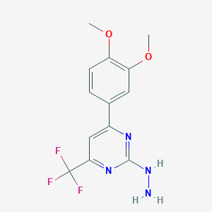 4-(3,4-dimethoxyphenyl)-2-hydrazino-6-(trifluoromethyl)pyrimidineͼƬ