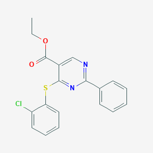 Ethyl 4-[(2-chlorophenyl)sulfanyl]-2-phenyl-5-pyrimidinecarboxylateͼƬ